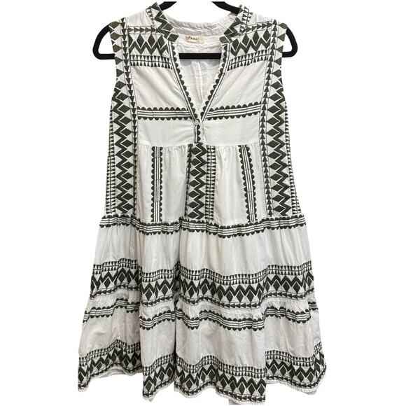 Paani S/M Cotton Summer Dress Mini Embroidered White Beach Greek Boho Elegant - Picture 1 of 11